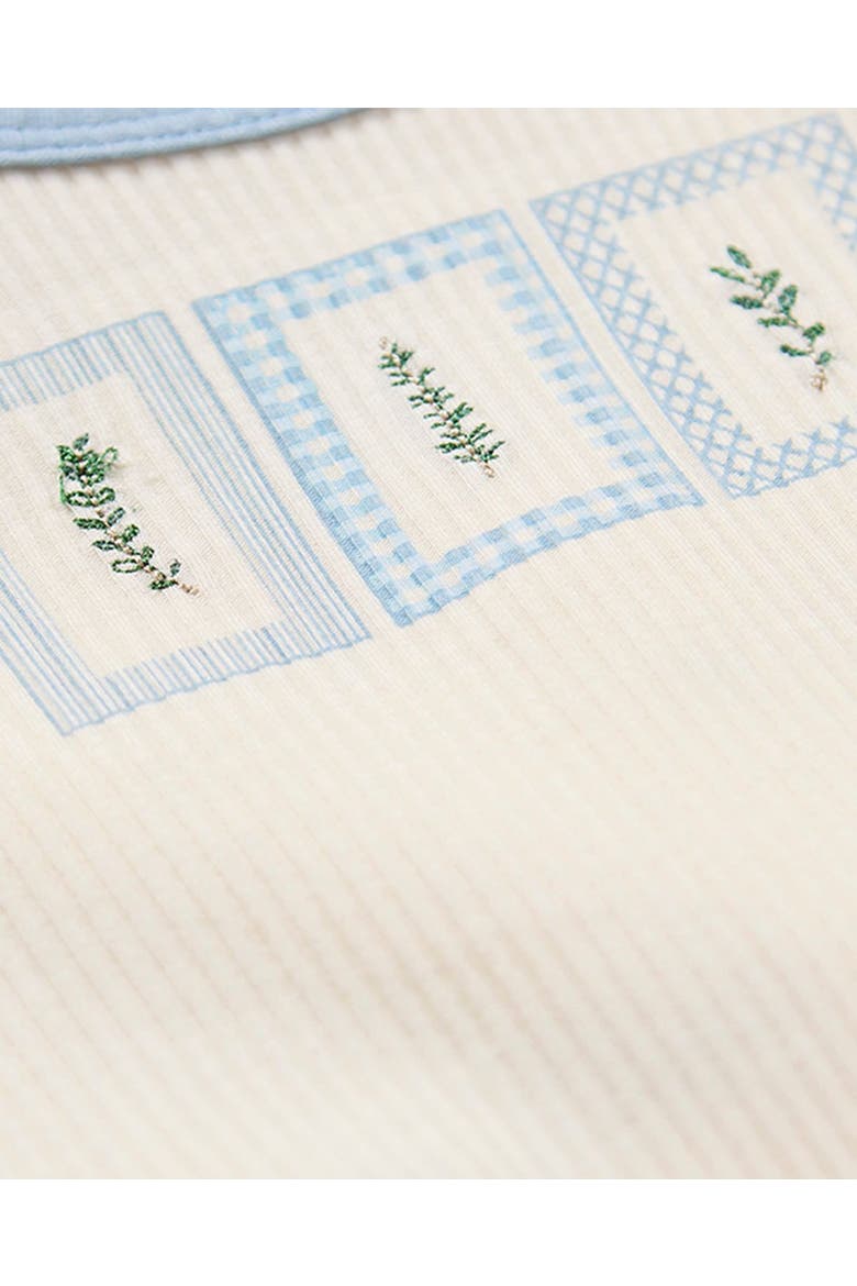 Baby  Framed Foliage Embroidered Footie, Alternate, color, Blue