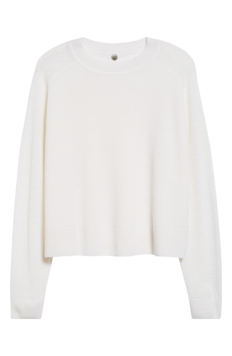 MARGARET O'LEARY Lotta Pointelle Accent Cashmere & Linen Crewneck Sweater, Alternate, color, 