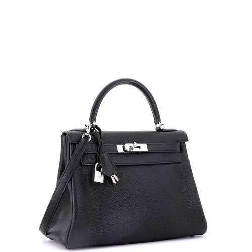 Pre-owned Hermes  Hermes Kelly Handbag Black Togo With Palladium Hardware 28 In Black