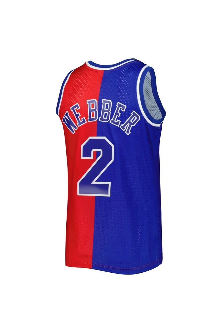 Men's Mitchell & Ness Chris Webber Blue/Red Washington Bullets Hardwood Classics 1994/95 Split Swingman Jersey, Alternate, color, Blue