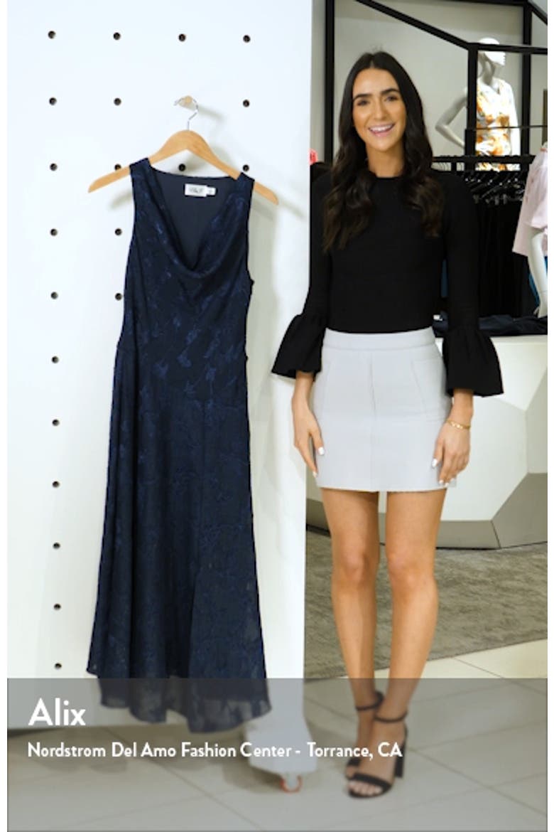 Cowl Neck Jacquard Midi Dress video