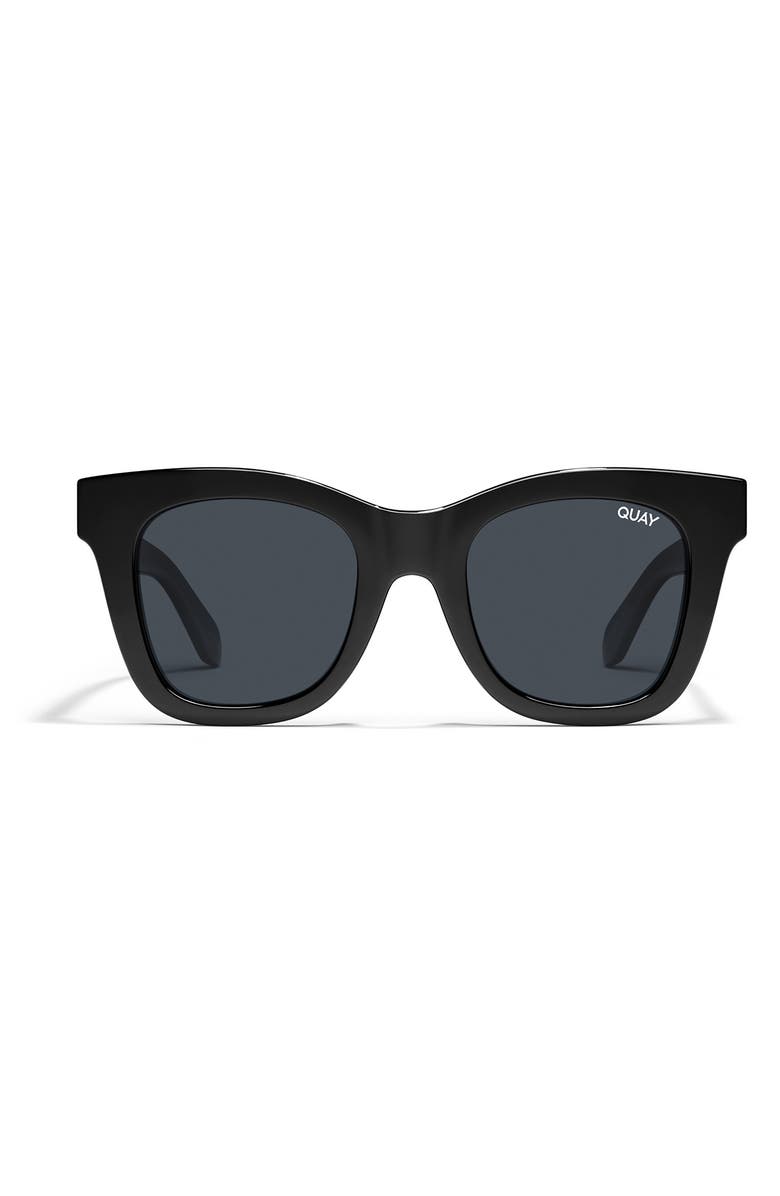 QUAY After Hours 51mm Polarized Square Sunglasses, Main, color, Shiny Black/ Smoke
