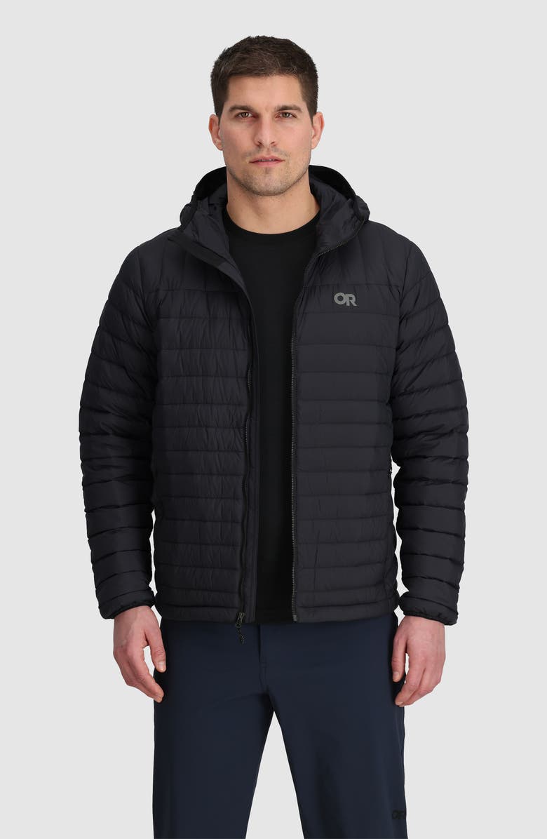 Outdoor Research Transcendent Hooded Down Puffer Jacket, Alternate, color, Black