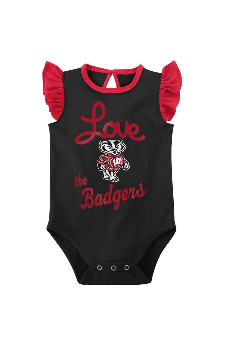 Outerstuff Girls Newborn & Infant Red/Black Wisconsin Badgers Spread the Love 2-Pack Bodysuit Set, Alternate, color, Red