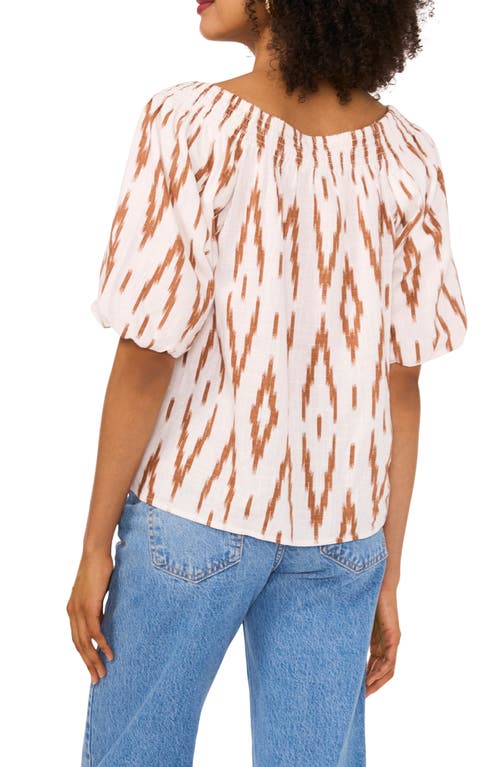 Vince Camuto Ikat Print Square Neck Top In Neutral