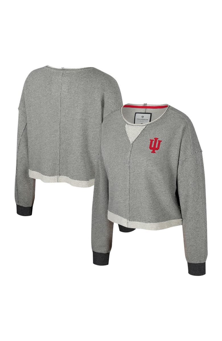 COLOSSEUM Women's Colosseum Charcoal Indiana Hoosiers Magnum Scoop Neck Cropped Pullover Sweatshirt, Alternate, color, Charcoal