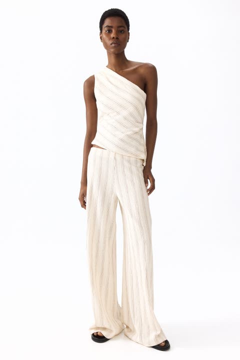 Textured cotton pull-on pants