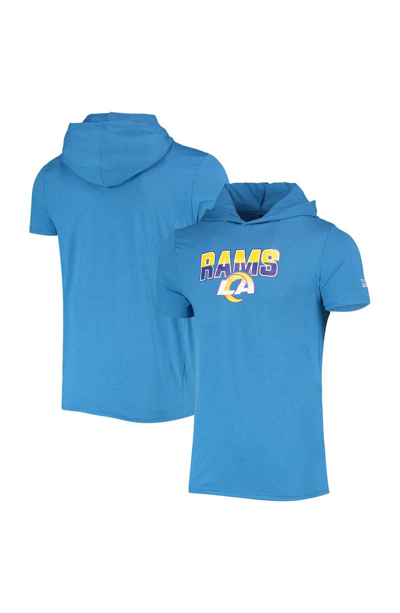 New Era Men's New Era Heathered Blue Los Angeles Rams Team Brushed Hoodie T-Shirt, Main, color, Blue