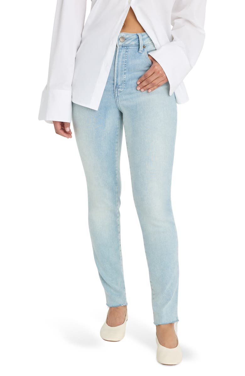 Good American Soft-Tech Good Legs Raw Hem Skinny Jeans, Main, color, Indigo1129