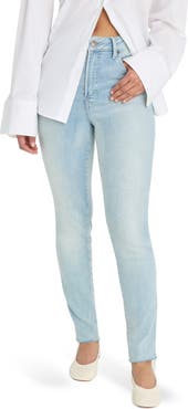 Good American Soft-Tech Good Legs Raw Hem Skinny Jeans