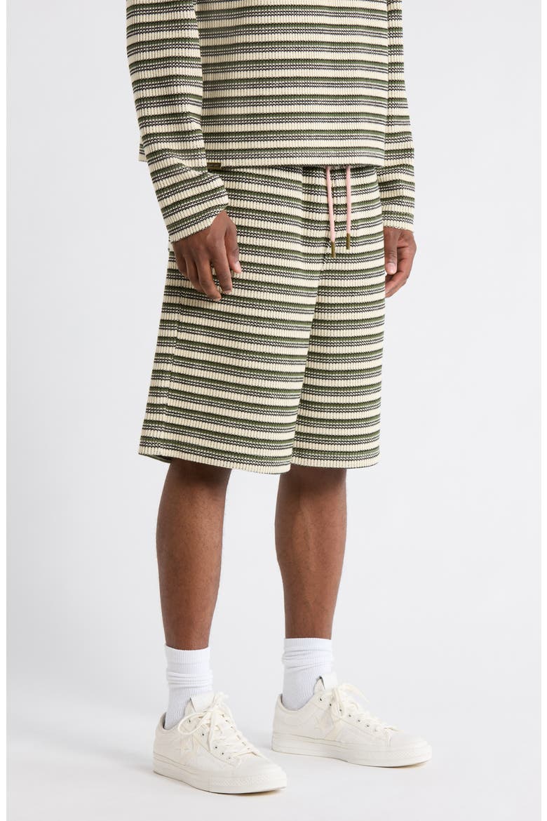 Speak Striped Knit Shorts, Alternate, color, OLIVE
