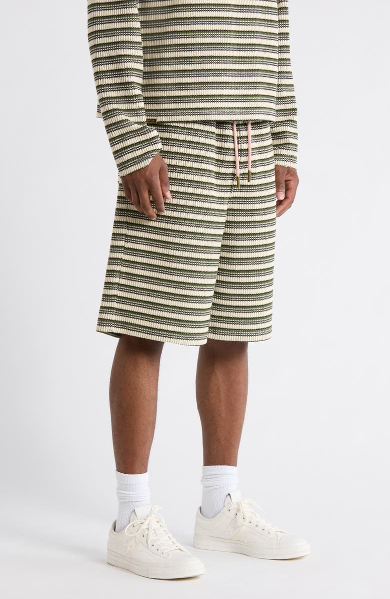 HONOR THE GIFT Speak Striped Knit Shorts, Alternate, color, Olive