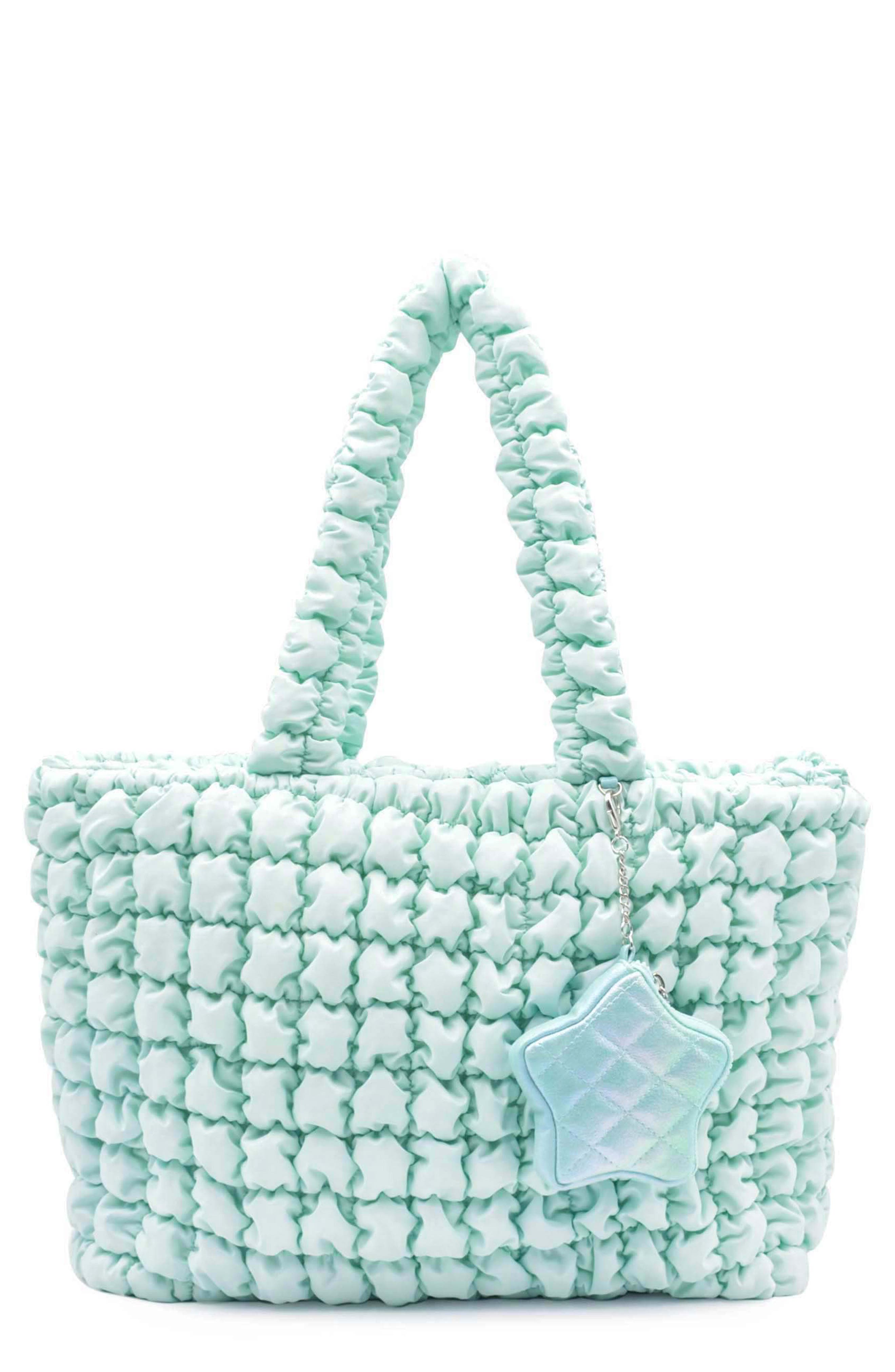 OMG Accessories Kids' Scrunch Tote, Main, color, Light Aqua