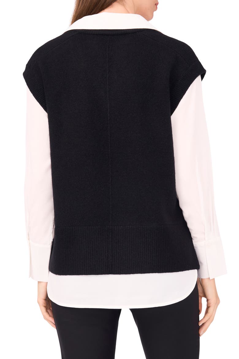 Layered Look Sweater Vest, Alternate, color, RICH BLACK
