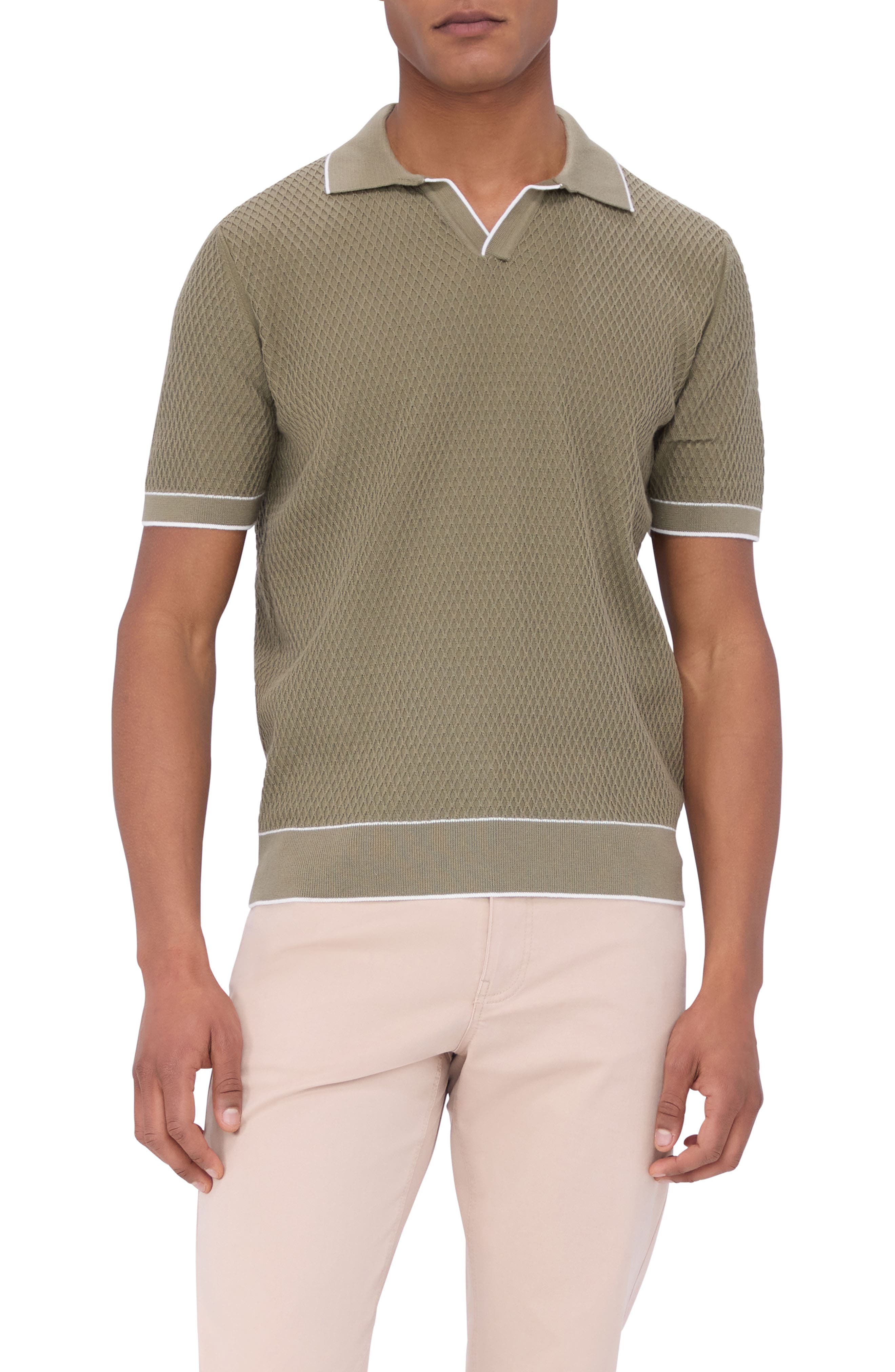 Bugatchi Tipped Johnny Collar Polo