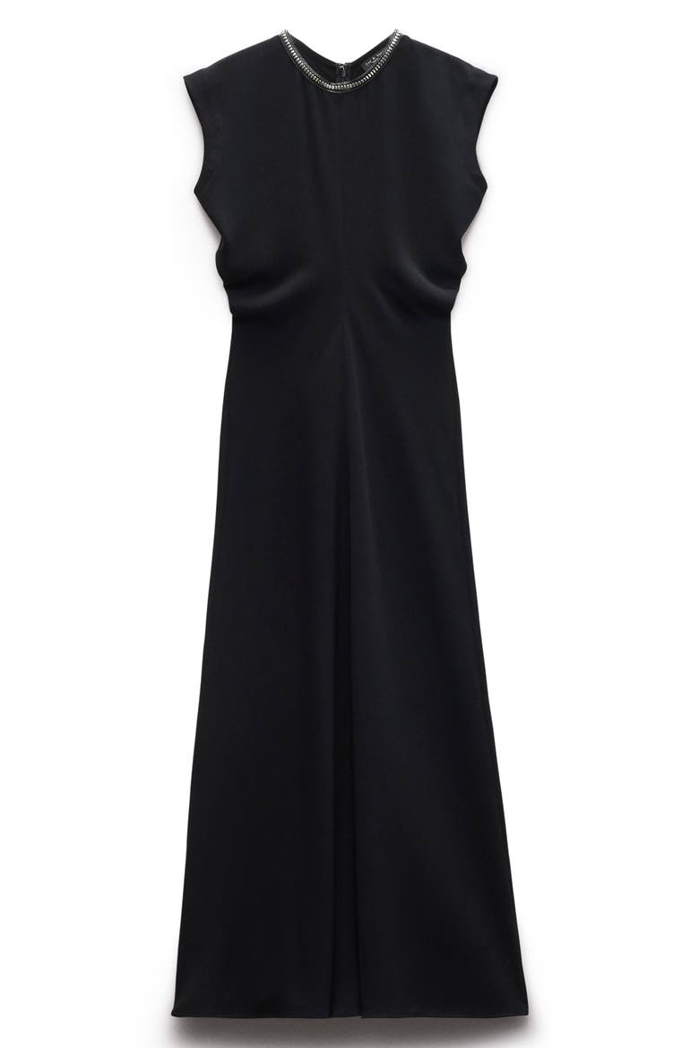 Marie Studded Crepe Maxi Dress, Alternate, color, BLK