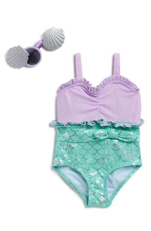 Mermaid One-Piece Swimsuit & Shell Sunglasses Set (Baby)