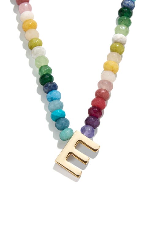Rainbow Beaded Initial Pendant Necklace