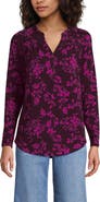 Lands' End Long Sleeve Lightweight Jersey Notch Neck Tunic Top