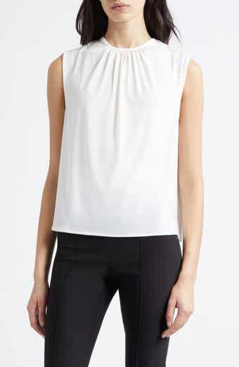 Gathered Jewel Neck Top