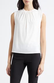 Vince Gathered Jewel Neck Top