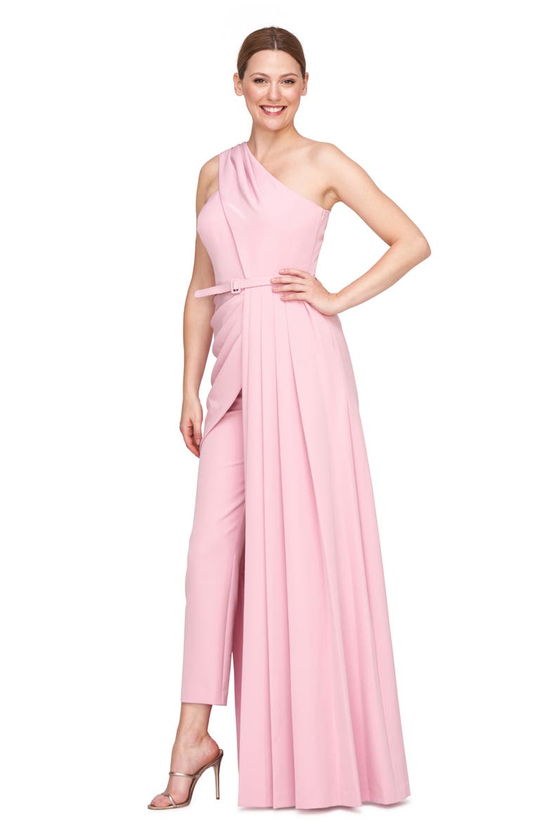 Kay Unger Theresa Belted One-Shoulder Maxi Romper, Alternate, color, 