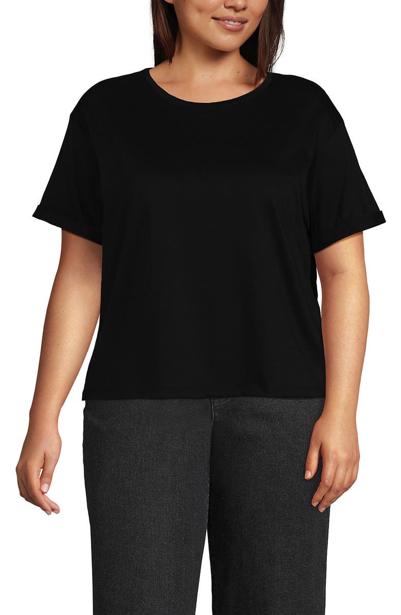 Lands' End Oversized Supima Short Sleeve Crew Neck T-Shirt, Main, color, 