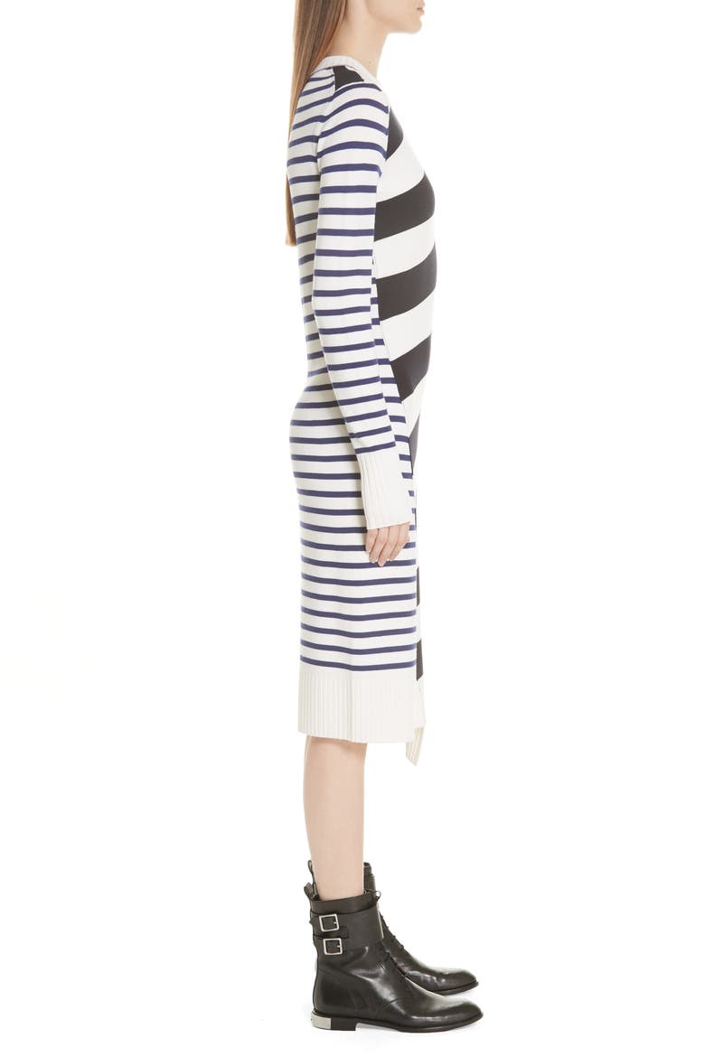 Jason Wu Mixed Stripe Merino Wool Sweater Dress, Alternate, color, STAR WHITE/MIDNIGHT