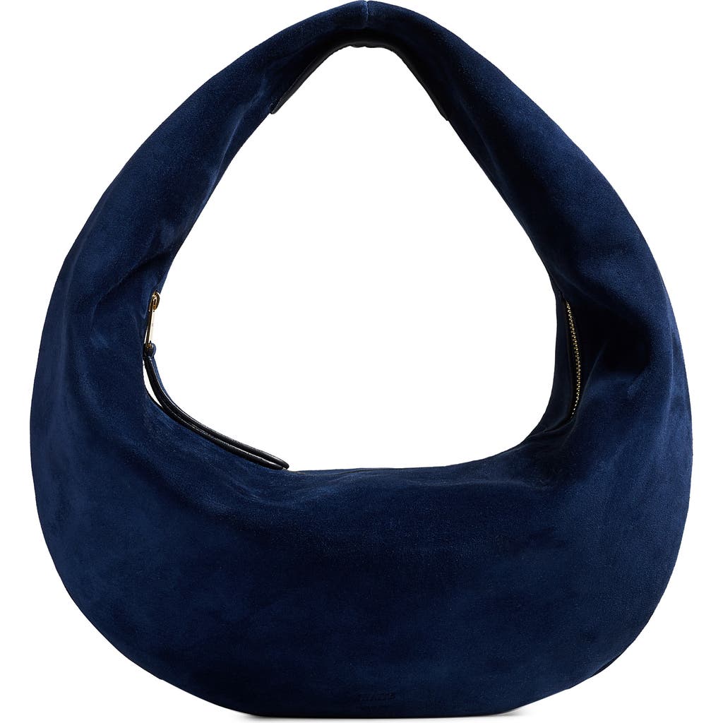Khaite Olivia Medium Suede Shoulder Bag In Blue