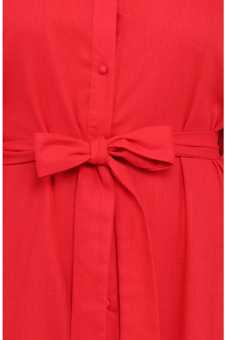 Kirrily Tie Waist Shirtdress, Alternate, color, RED