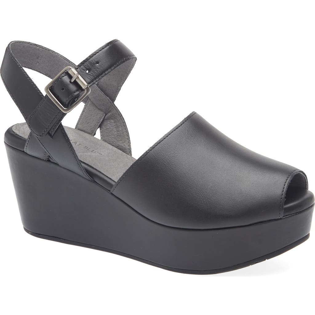 Chocolat Blu Wagga Platform Wedge Sandal In Black