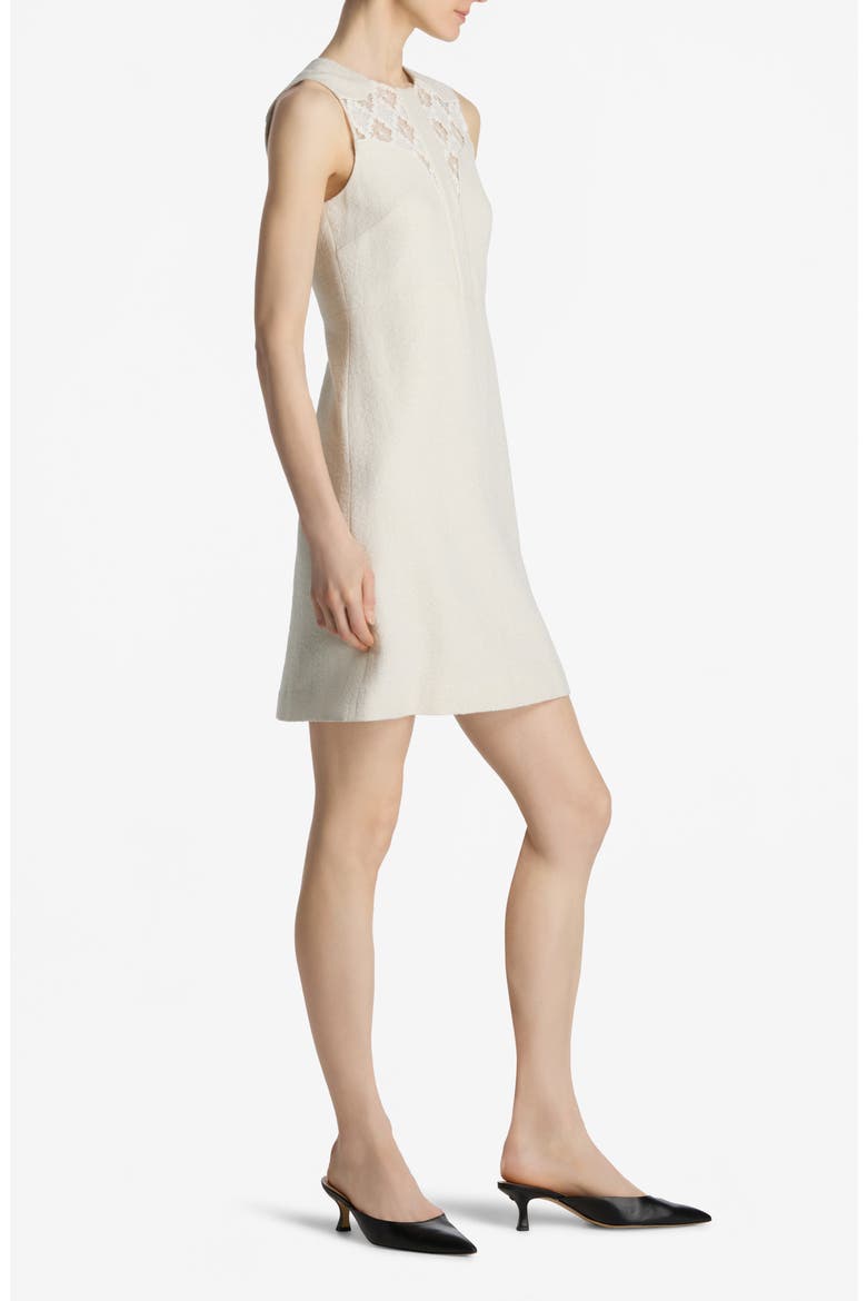 Metallic Tweed & Guipure Lace Shift Dress, Alternate, color, ECRU LUREX MULTI