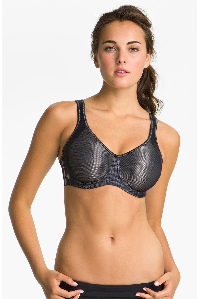 'Momentum' Underwire Sports Bra, Main, color, BLACK