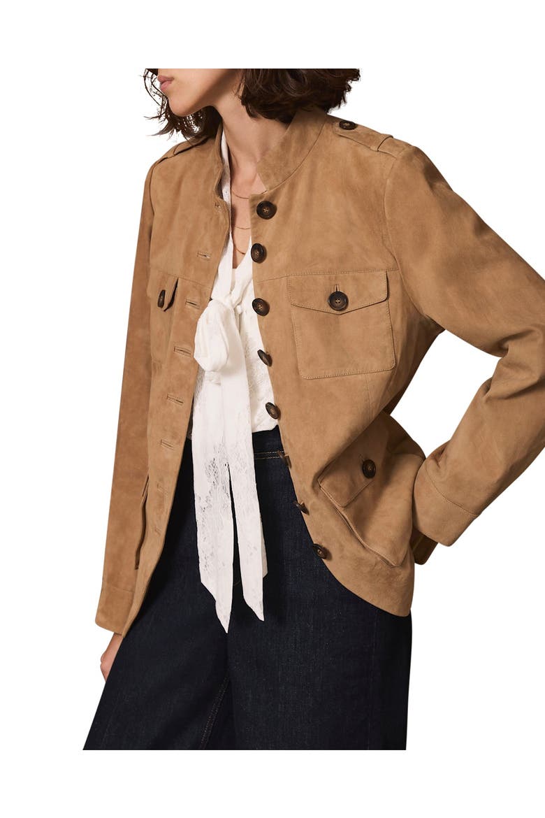 Suede Military Jacket, Main, color, Tan