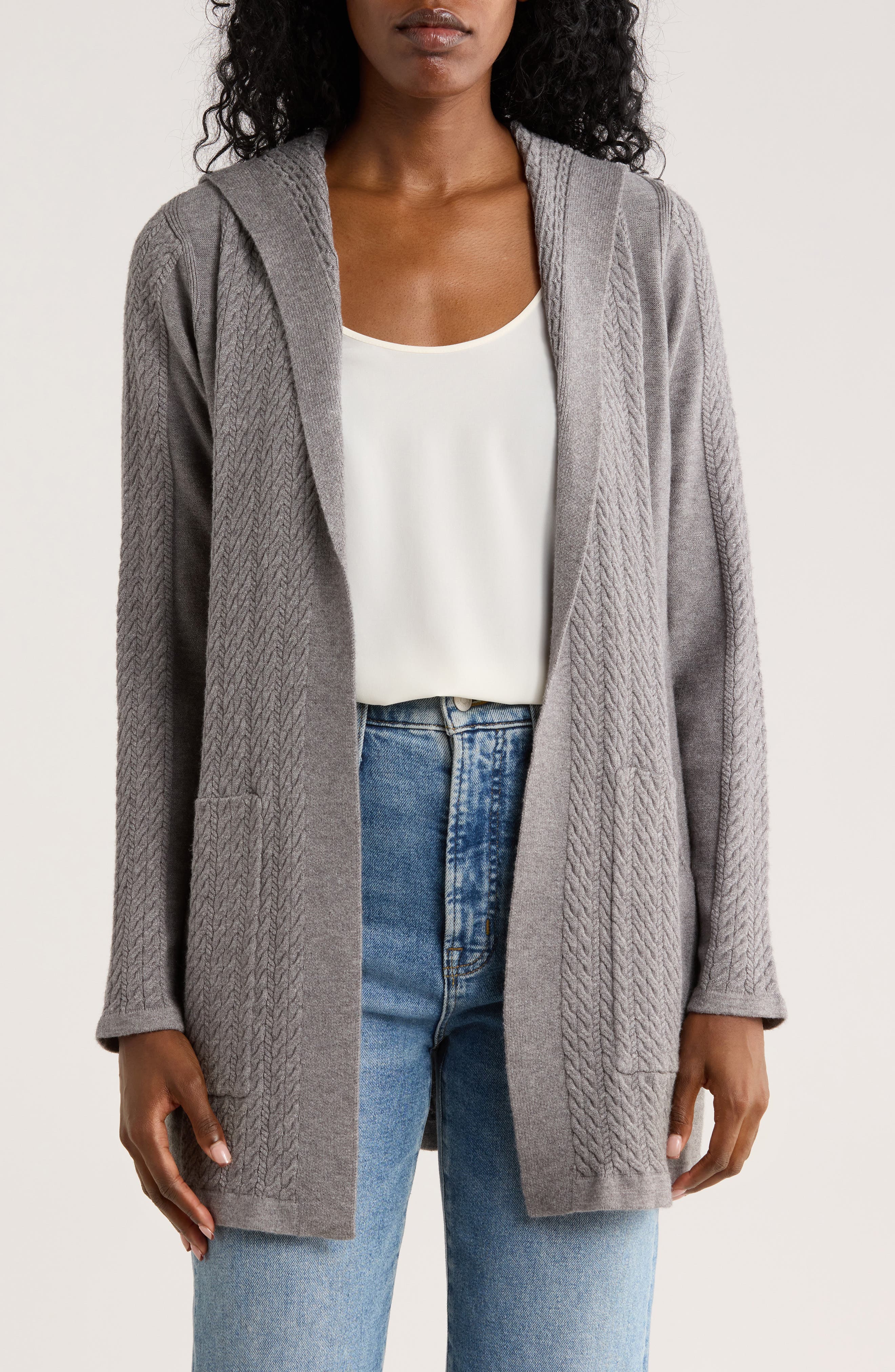 CYRUS Cable Knit Hooded Cardigan
