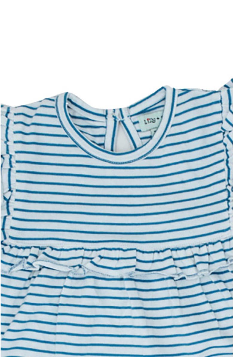 Lilly + Sid Organic Cotton Stripe Print T-Shirt and Short Set, Alternate, color, Blue