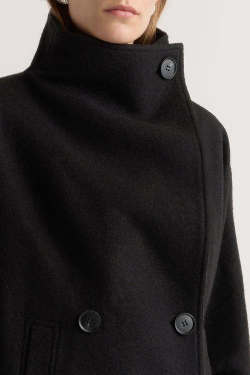 Modern Citizen Vashti Wool-blend Collared Peacoat In Black