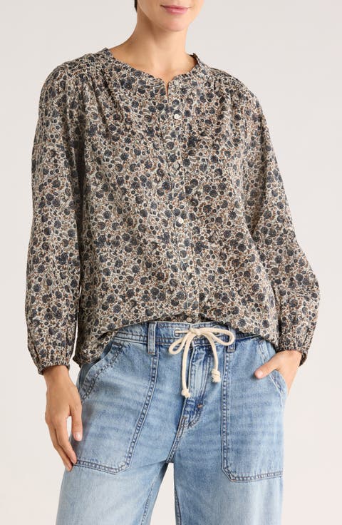 Floral Long Sleeve Button-Up Top