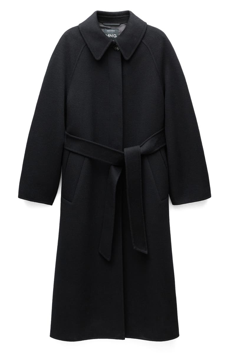 MANGO Belted Wool Blend Coat, Alternate, color,