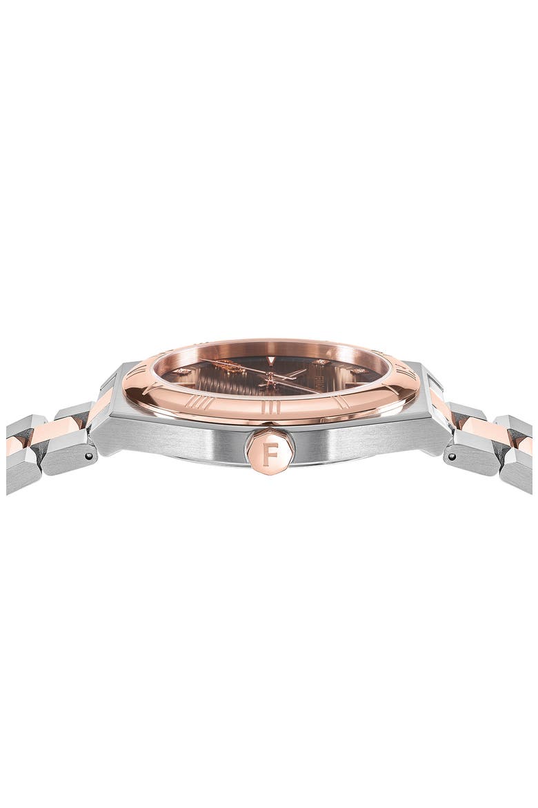 Vega Upper East Two-Tone Bracelet Watch, 40mm, Alternate, color, BLACK/ ROSE GOLD/ SILVER