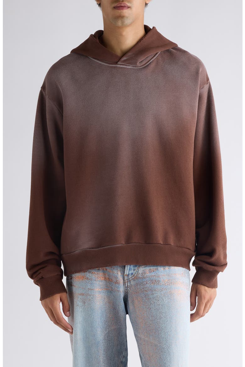 Stockholm Oversize Distressed Graphic Hoodie, Main, color, CHOCOLATE BROWN