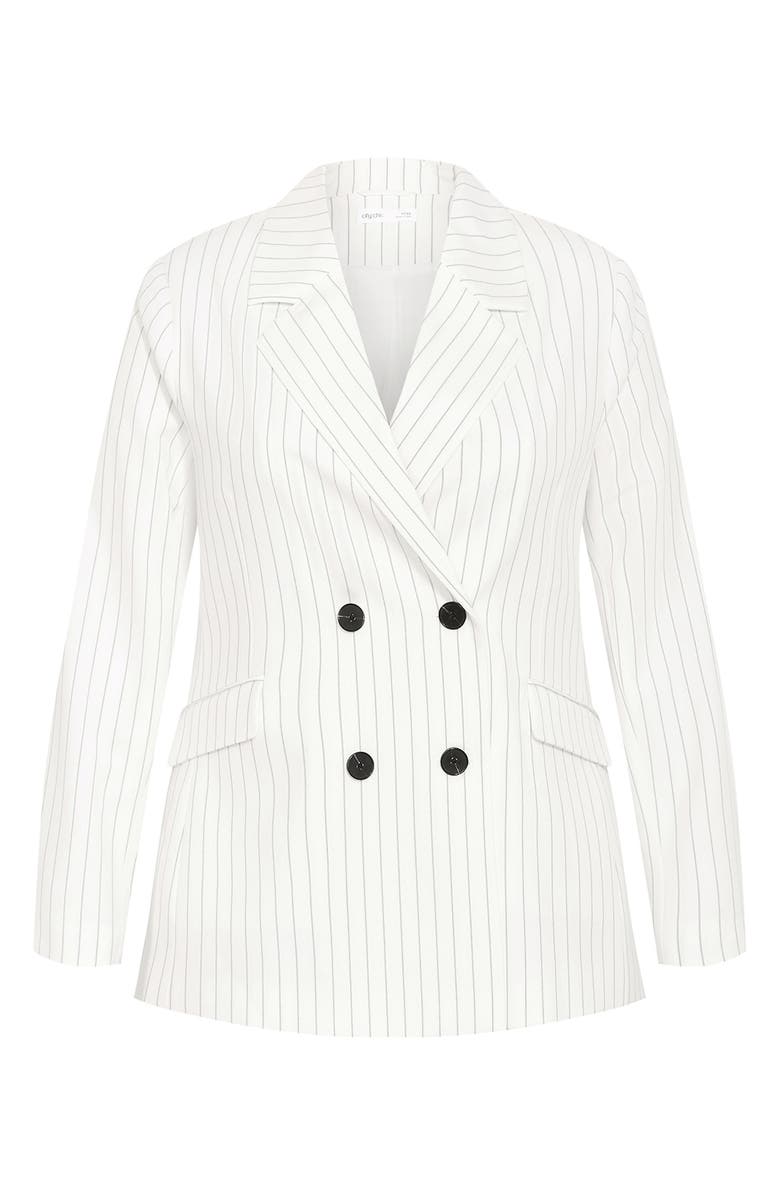City Chic Pinstripe Double Breasted Jacket, Alternate, color, 