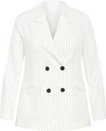 City Chic Pinstripe Double Breasted Jacket
