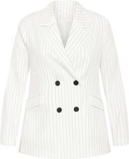 City Chic Pinstripe Double Breasted Jacket