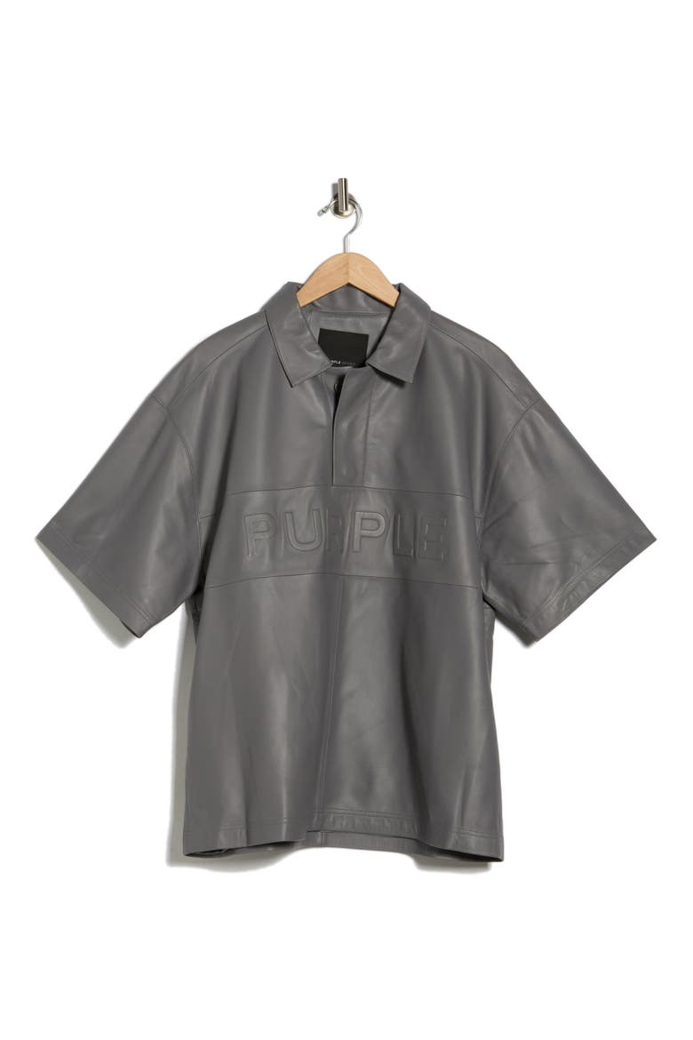 Embossed Leather Polo, Alternate, color, GREY