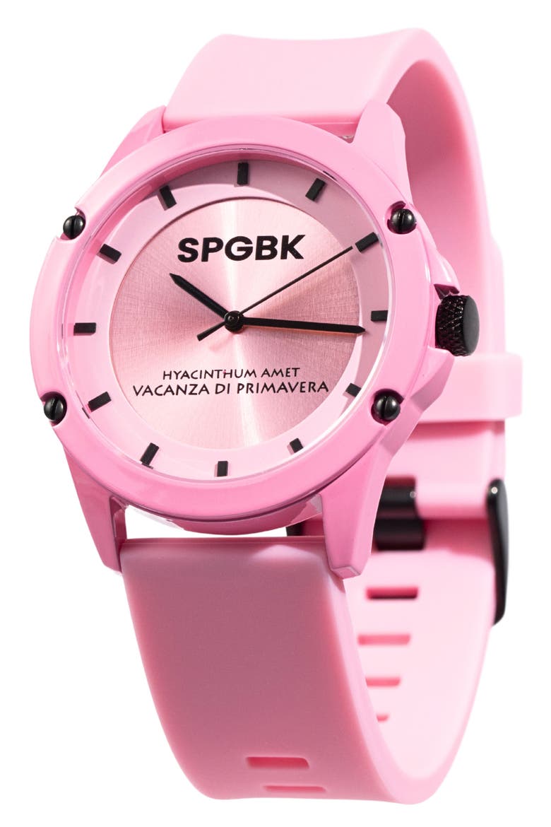 Hillendale Silicone Strap Watch, 44mm, Main, color, LIGHT PINK