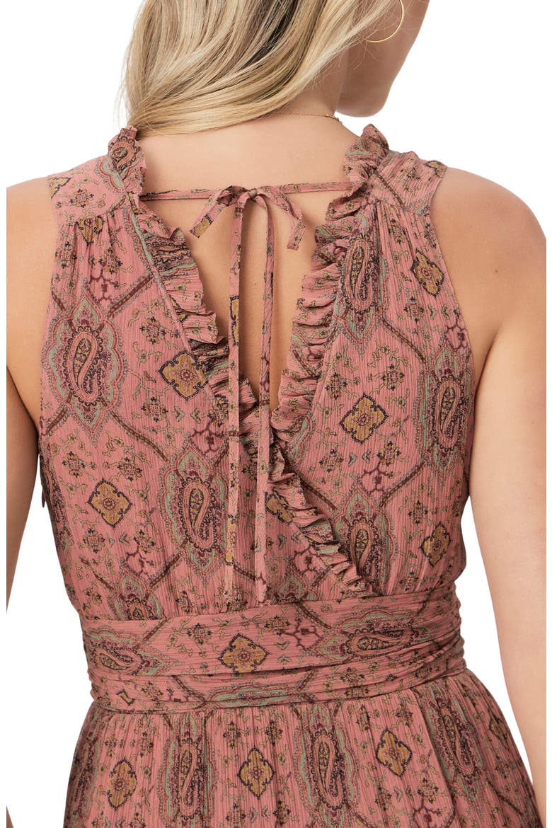 Rosarito Print Ruffle Sleeveless Silk Midi Dress, Alternate, color, PINK TERRACOTTA MULTI