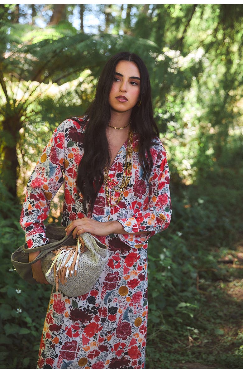 Ro's Garden Brussels Long Kurta, Alternate, color, Red Heran