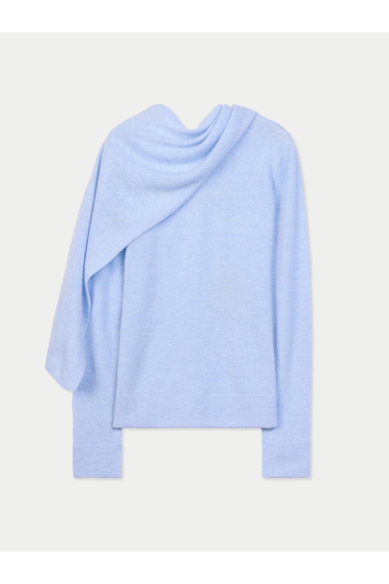 Cashmere Sweater with Draped Scarf, Main, color, light-blue
