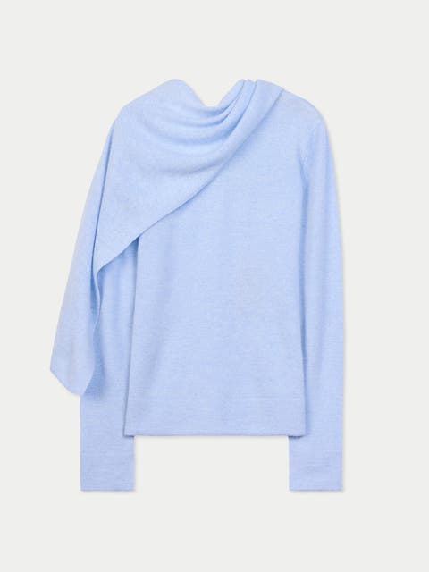 Cashmere Sweater with Draped Scarf